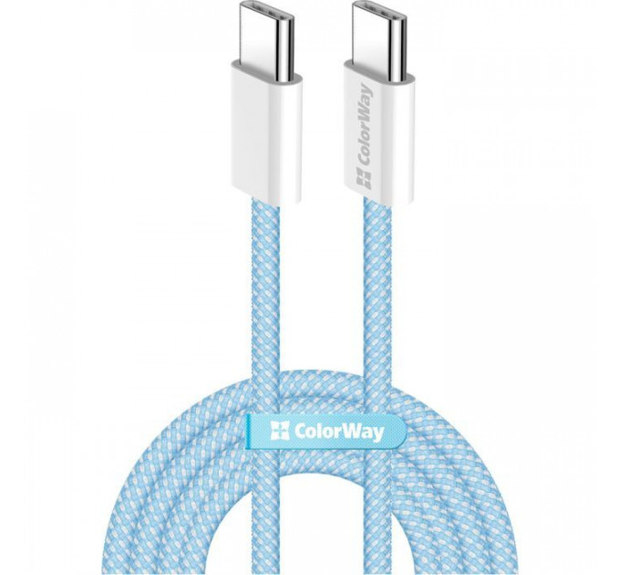 Дата кабель USB-C to USB-C 1.0m 60W 3.0А blue ColorWay (CW-CBPDCC061-BL)