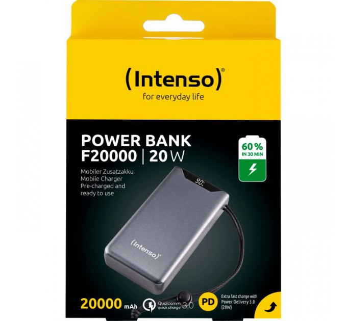 Батарея универсальная Intenso F20000 20000mAh PD\/18W, QC3.0, grey (7332054)