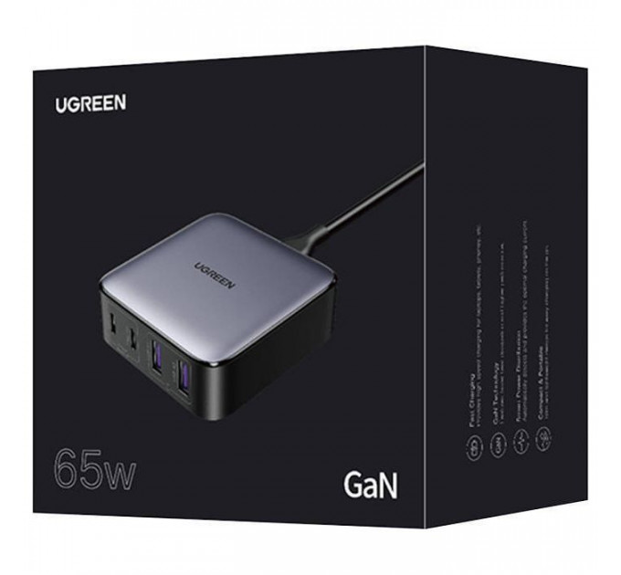 Зарядное устройство для Ugreen 4xUSB 65W (2хUSB-C+2xUSB-A) Gan CD327 (90747)