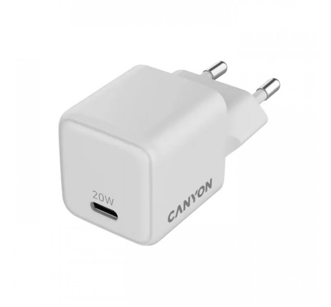 Зарядное устройство для Canyon CU20C GaN 20W 1xPD EU White (CNS-CUW20C)