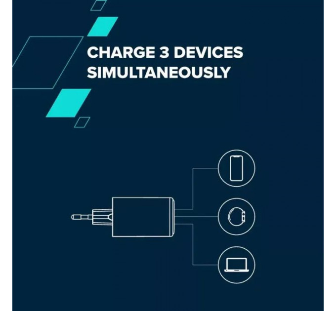 Зарядное устройство для Canyon CU65ACC GaN 65W 2xPD 1xQC EU White (CNS-CUW65ACC)