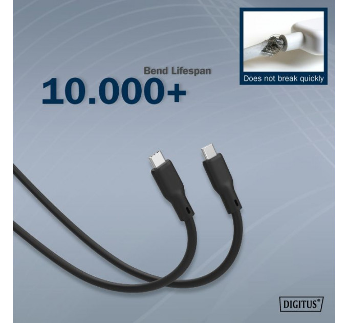 Дата кабель USB-C to USB-C 2.0m USB 4.0 Gen2 20G 240W 8K silicone black Digitus (AK-300344-020-S)