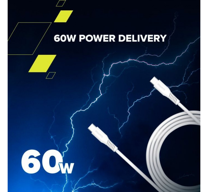 Дата кабель USB-C to USB-C 2.0m CC60SC 60W White Canyon (CNS-CC60SC20W)