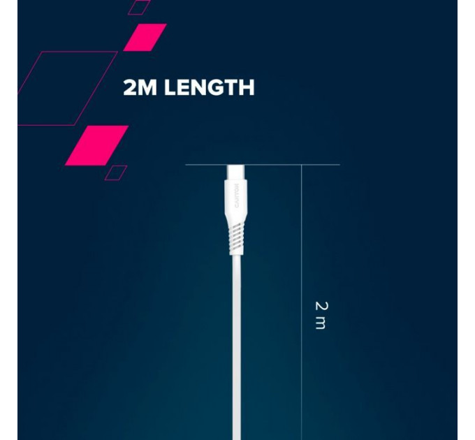 Дата кабель USB-C to USB-C 2.0m CC60SC 60W White Canyon (CNS-CC60SC20W)