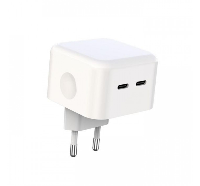 Зарядний пристрій XO QC 3.0 L102 35W\/2 USB-C + cable Lightning NB113 White (XO-L102i-WH)