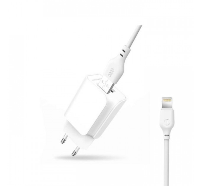 Зарядний пристрій XO L35D 2USB \/ 2.1А + Lightning white (XO-L35-LGHT)