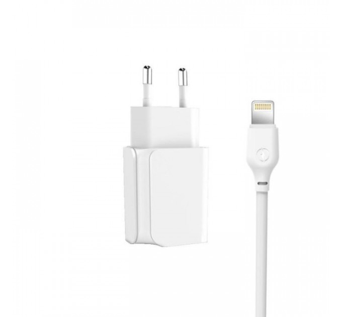 Зарядний пристрій XO L35D 2USB \/ 2.1А + Lightning white (XO-L35-LGHT)