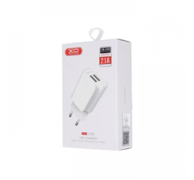 Зарядний пристрій XO L35D 2USB \/ 2.1А + Lightning white (XO-L35-LGHT)
