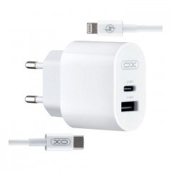 Зарядний пристрій XO L97 (1Type-C\/1USB\/2.4A) + Type-C - Lightning White (XO-L97-LG)