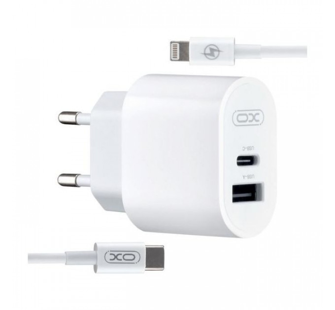 Зарядное устройство для XO L97 (1Type-C\/1USB\/2.4A) + Type-C - Lightning White (XO-L97-LG)