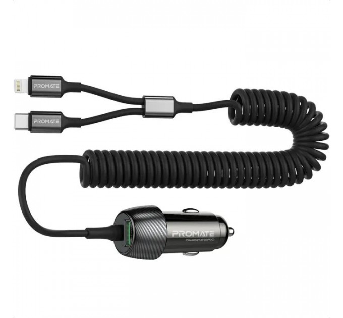 Зарядное устройство Promate 33W USB-C + Lightning cables + USB-A port (powerdrive-33pdci.black) Зарядное устройство Promate 33W USB-C + Lightning cables + USB-A port (powerdrive-33pdci.black)