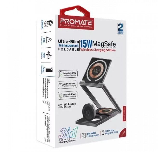 Зарядний пристрій Promate wireless (lucidfold-trio)
