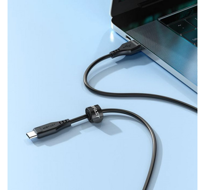 Дата кабель USB-C to USB-C 1.2m 3A TPE C3-03 Black Acefast (6974316280842)