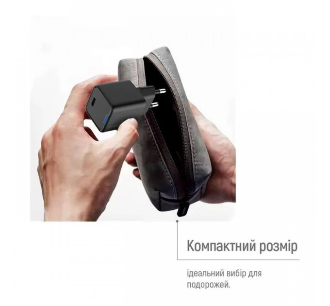 Зарядний пристрій ColorWay GaN Mini 25W PD Port PPS USB-C black (CW-CHS052PD-BK)