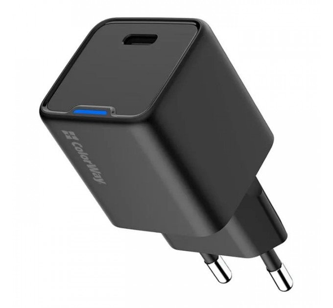 Зарядний пристрій ColorWay GaN Mini 25W PD Port PPS USB-C black (CW-CHS052PD-BK)