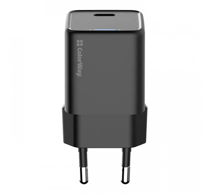 Зарядний пристрій ColorWay GaN Mini 25W PD Port PPS USB-C black (CW-CHS052PD-BK)