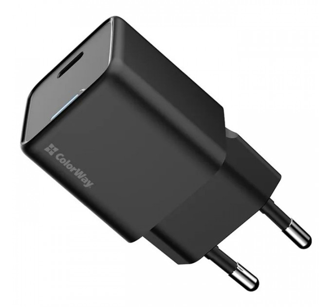 Зарядний пристрій ColorWay GaN Mini 25W PD Port PPS USB-C black (CW-CHS052PD-BK)