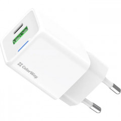 Зарядний пристрій ColorWay GaN Mini 30W PD Port PPS USB (Type-C PD + USB QC4.0) white (CW-CHS053PD-WT)