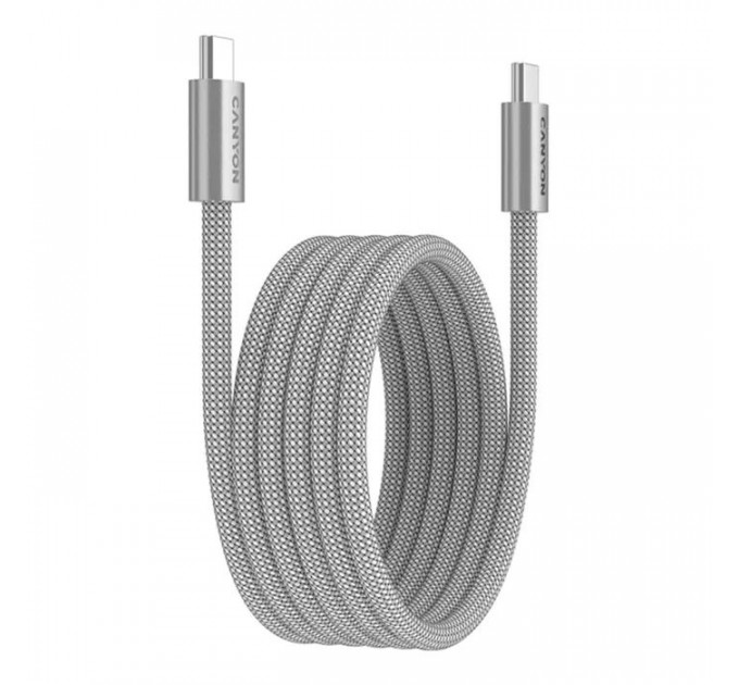 Дата кабель USB-C to USB-C 1.0m 60W Magnet Braided Light Grey Canyon (CND-CCMG60AB15LG)