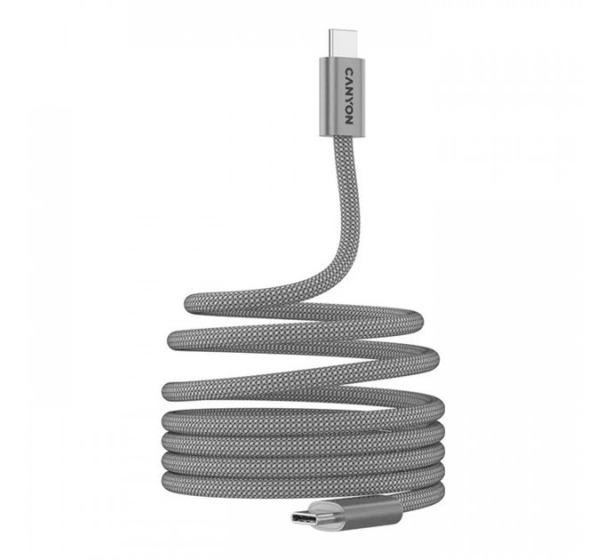Дата кабель USB-C to USB-C 1.0m 60W Magnet Braided Light Grey Canyon (CND-CCMG60AB15LG)