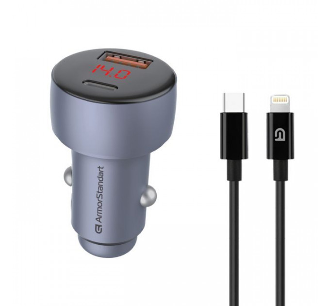 Зарядное устройство для Armorstandart AR-C43 Type-C PD30W + USB QC 3.0 Grey + cable Lightning (ARM82462) Зарядное устройство для Armorstandart AR-C43 Type-C PD30W + USB QC 3.0 Grey + cable Lightning (ARM82462)