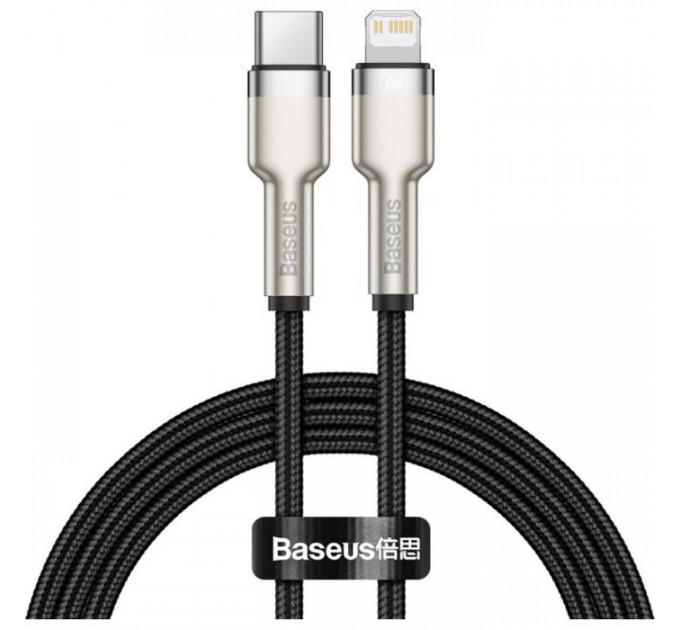 Дата кабеля USB-C to Lightning 1.0m Cafule Metal PD 20W black Baseus (CATLJK-A01)