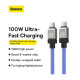 Дата кабель USB-C to USB-C 1.0m CoolPlay Fast Charging 100W blue Baseus (CAKW000203)