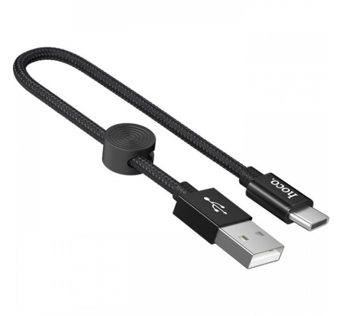 Дата кабель USB 2.0 AM to USB-C 0.25m 3A nylon X35 black HOCO (6931474707451)