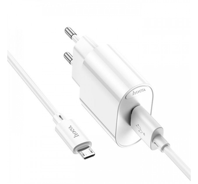Зарядний пристрій HOCO C109A Fighter USB QC3.0 + cable Micro 5P White (6931474784827)