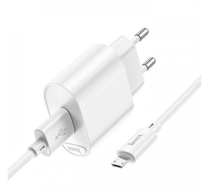 Зарядний пристрій HOCO C109A Fighter USB QC3.0 + cable Micro 5P White (6931474784827)