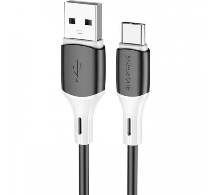 Дата кабель USB 2.0 AM to USB-C 1.0m 3A silicone BX79 black BOROFONE (6974443384789)
