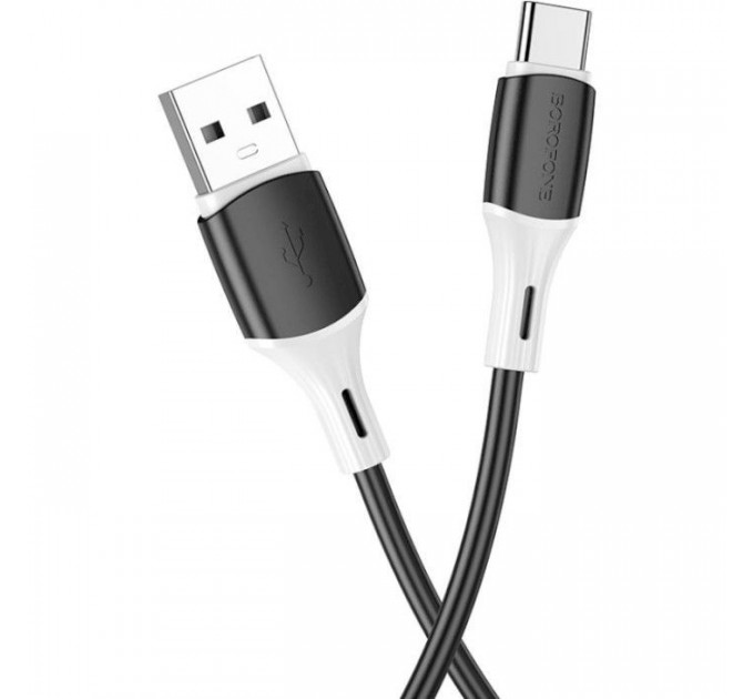 Дата кабель USB 2.0 AM to USB-C 1.0m 3A silicone BX79 black BOROFONE (6974443384789)