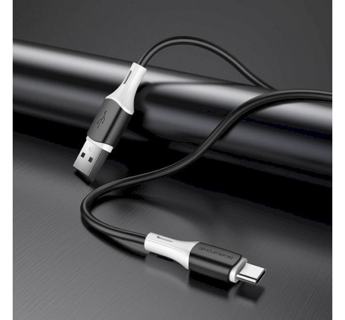 Дата кабель USB 2.0 AM to USB-C 1.0m 3A silicone BX79 black BOROFONE (6974443384789)