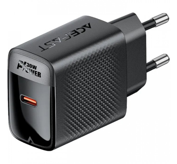 Зарядний пристрій Acefast A102 USB-C PD30W GaN Black (6974316283287)