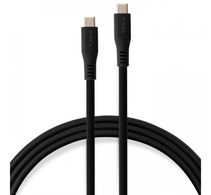Дата кабель USB-C to USB-C 2.0m UBS3.2 Gen2 10G 240W Chip Silicon Black Vinga (VCPDCCC3242SB)