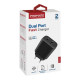 Зарядний пристрій Promate 17W USB-C + USB-A (biplug-2.black)