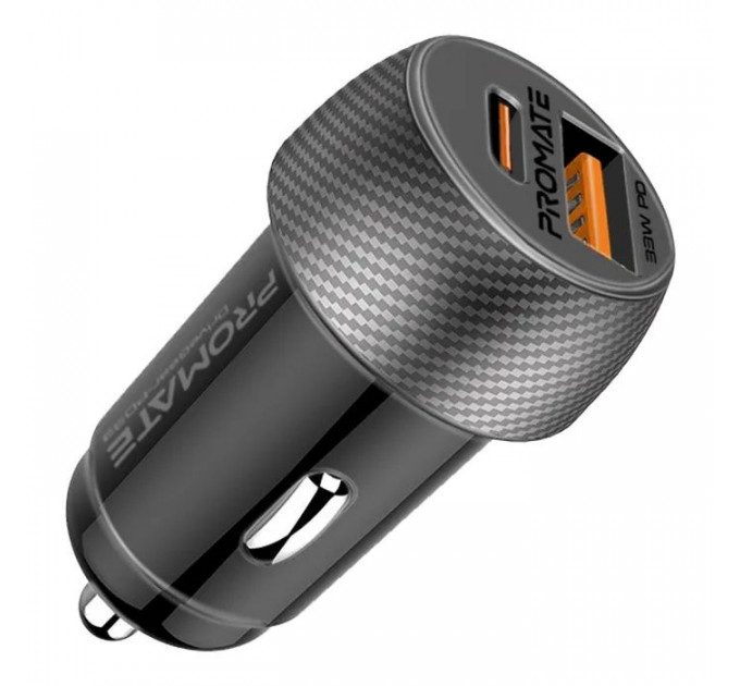 Зарядний пристрій Promate drivegear-pd33 USB-C PD33W + USB-A QC3.0 Black (drivegear-pd33)