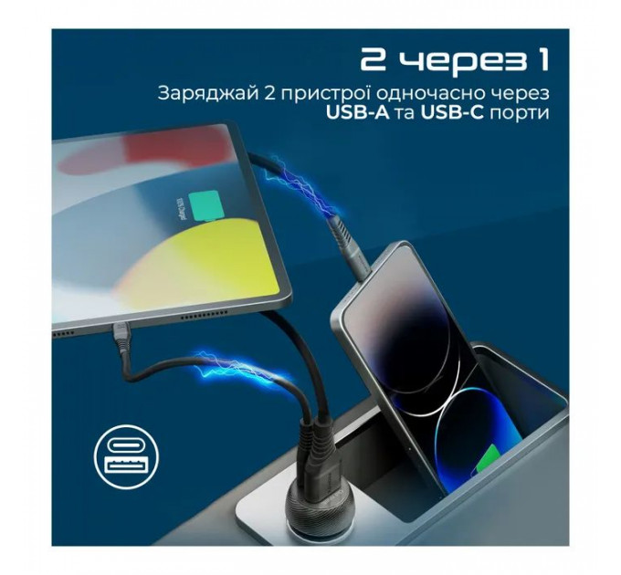 Зарядний пристрій Promate drivegear-pd33 USB-C PD33W + USB-A QC3.0 Black (drivegear-pd33)