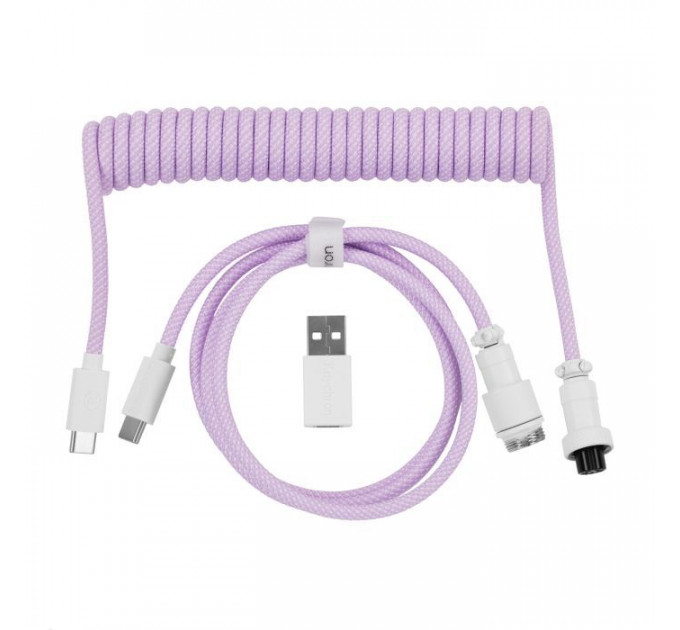 Дата кабель USB-C + USB A to USB-C 1.36m Coiled Aviator purple Keychron (CAB17_KEYCHRON)