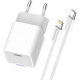 Зарядний пристрій ColorWay C101D GaN Mini 20W PD PPS USB-C + cable USB-C to Lightning white (CW-CHS059PDL-WT)