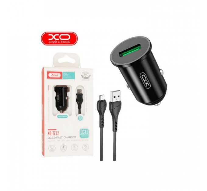 Зарядное устройство для XO USB QC3.0 18W + cable USB to Micro 5P black (TZ12-M-BK)