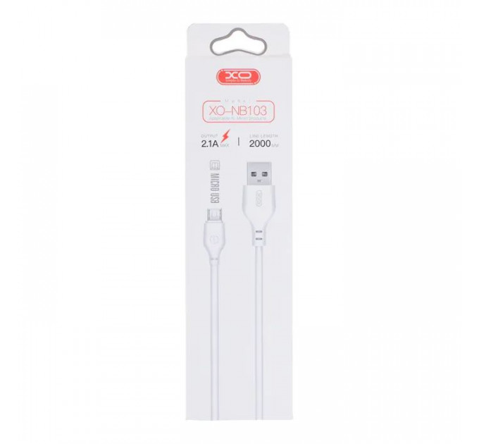 Дата кабель USB 2.0 AM to Micro 5P 2.0m 2.1A white XO (NB103-M2-WH)
