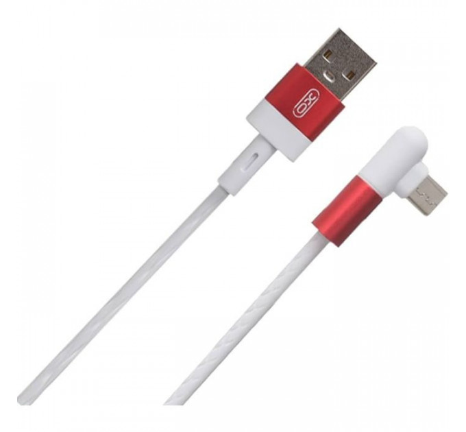Дата кабель USB 2.0 AM to Micro 5P 1.0m 2.4A 90° corner white XO (NB152-M-1-WH)