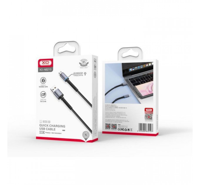 Дата кабель USB 2.0 AM to Micro 5P 1.0m 2.4A black XO (NB215-M-BK)