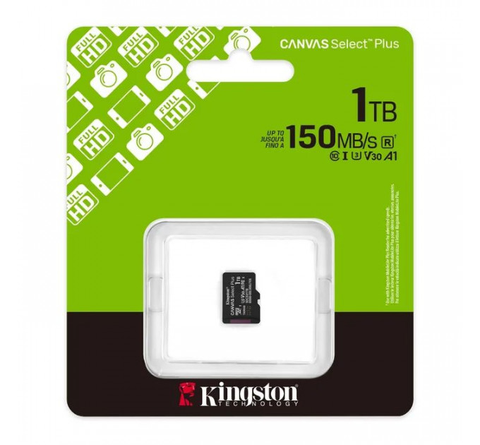 Карта памяти Kingston 1TB microSDXC 10 UHS-I U3 V30 A1 Canvas Select Plus (SDCS3\/1TBSP)