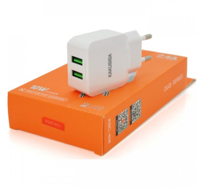 Зарядний пристрій KAKUSIGA 2xUSB 2.4A 12W white (KSC-408-OUQI)