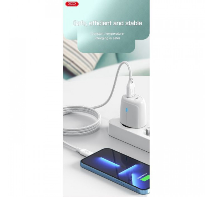 Дата кабеля USB 2.0 AM to USB-C 1.0m braided white XO (NB235_C_White)
