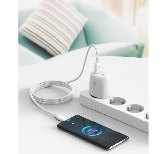 Дата кабеля USB 2.0 AM to USB-C 1.0m braided white XO (NB235_C_White)