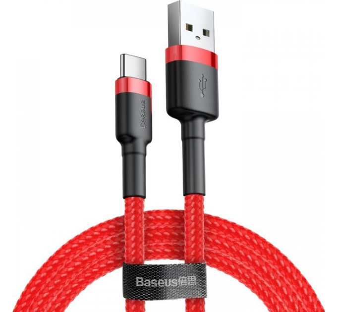 Дата кабель USB 2.0 AM to USB-C 3.0m 2A red Baseus (CATKLF-U09)