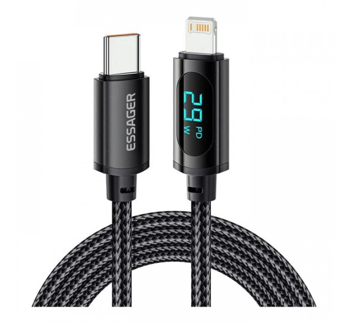 Дата кабель USB-C to Lightning 1.0m 29W LED black Essager (EXCTL-XY01-P)